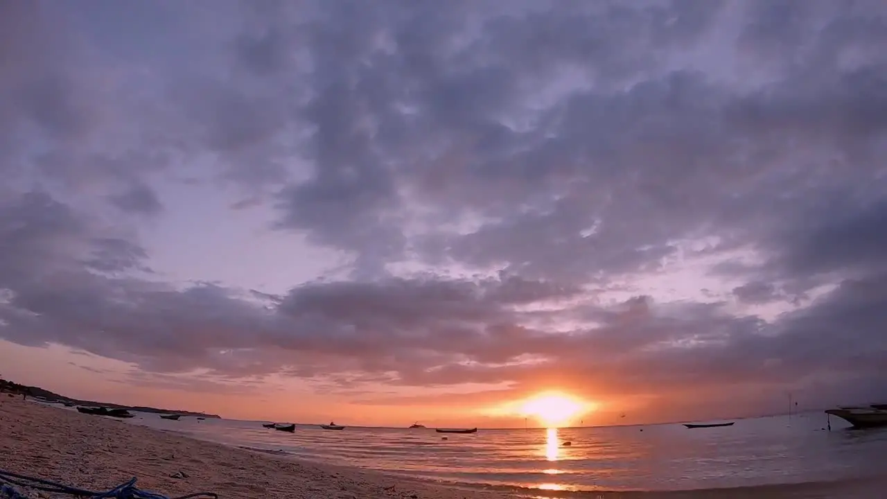 colourful sunset on a beach in Nusa Penida