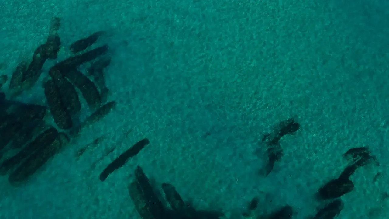 Aerial view of an artificial reef created to protect the coastline of a city