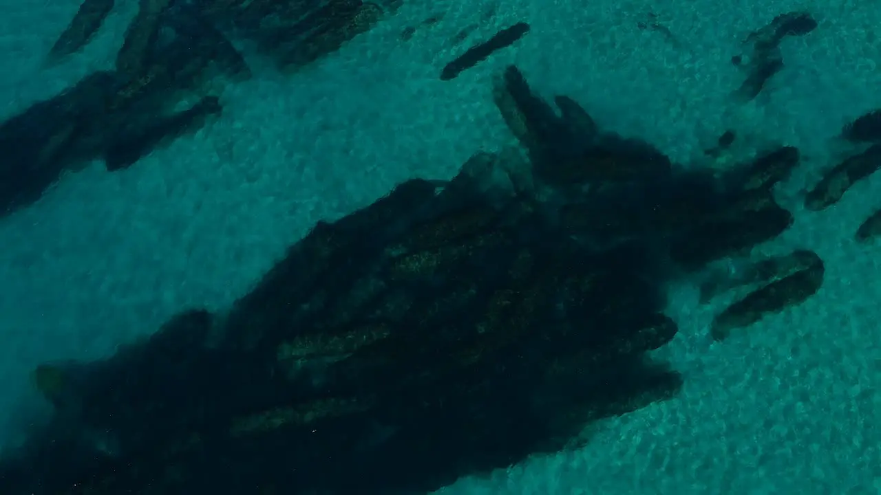 Aerial view of an artificial reef created to protect the coastline of the Gold Coast Australia