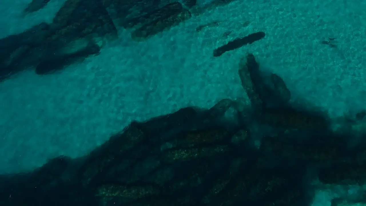 Aerial view of an artificial reef built to create surfing waves and protect the coastline of the Gold Coast Australia