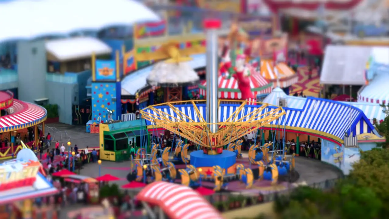 Hyper lapse flight of Ocean park in Hong Kong Tilt-shift -effect