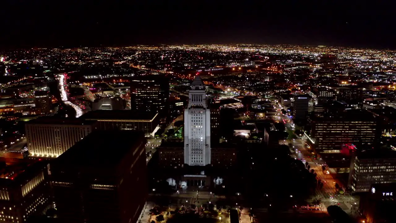 Aerial shot in downtown Los Angeles California