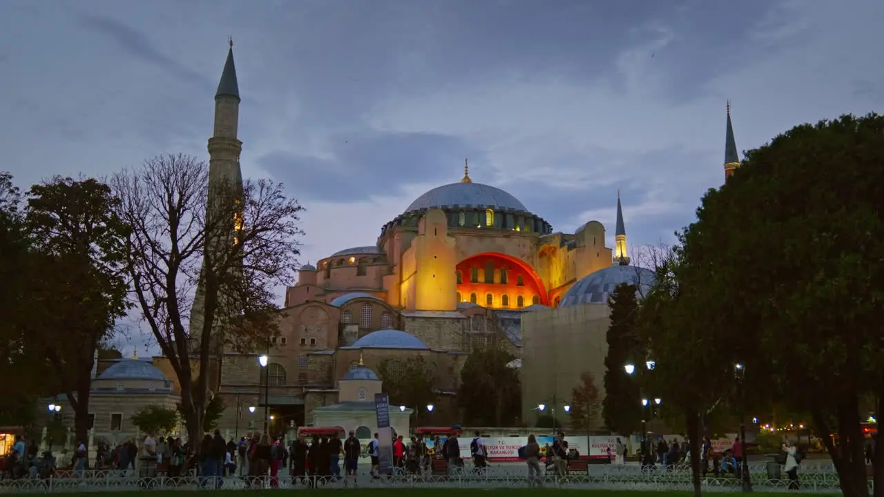 Tourist at the Hagia Sophia Sultanahmet district Istanbul at night