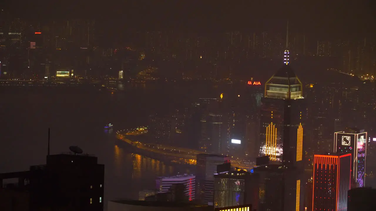 Illuminated Hong Kong Skyline at Night