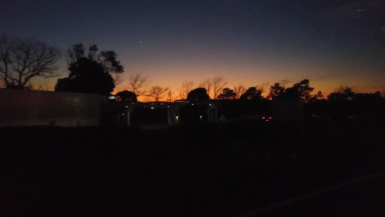 local landscape from inside the car when sunset