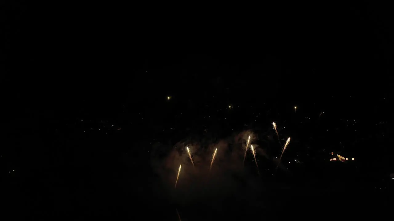 Beautiful firework synchronized display light up in the night sky