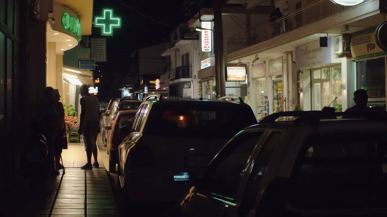 Street in small town at night Greece