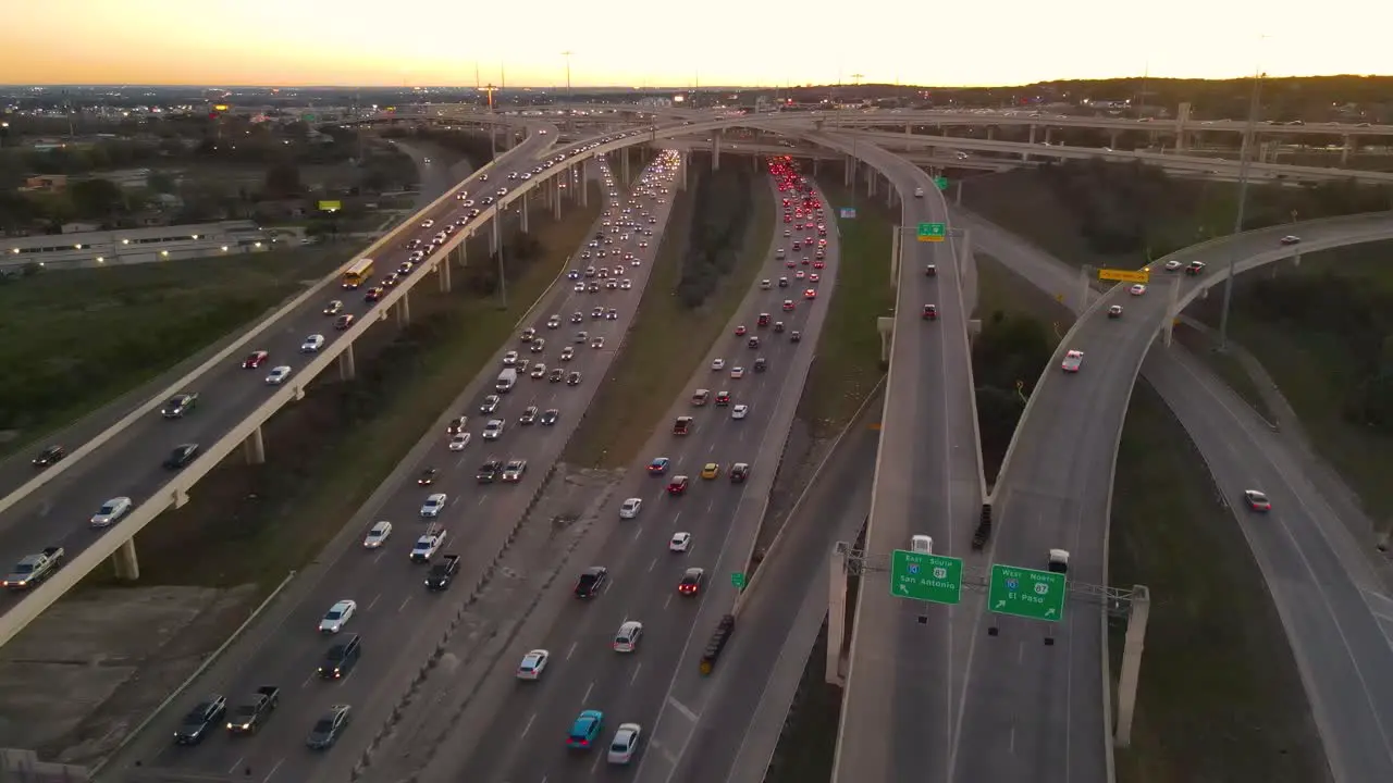 Rush hour traffic that moving very slowly in San Antonio Texas