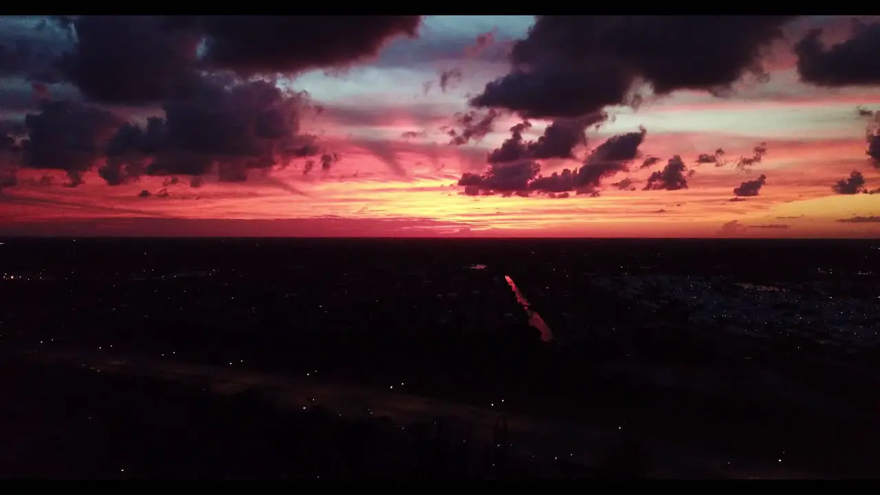 Beautiful sunset in South Florida with a fire sky