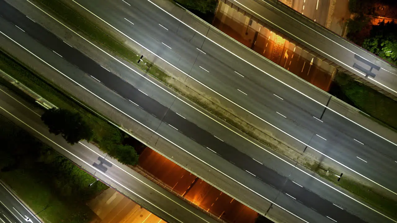 Night time overpass timelapse top shot