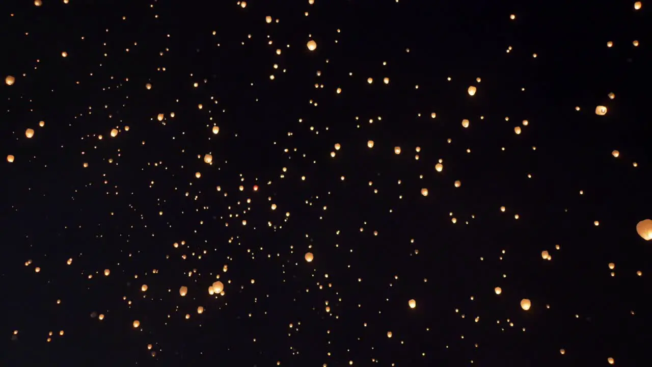 Glowing Sky Lanterns at Night