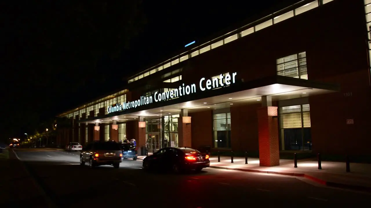 Nighttime View Of The Columbia Metropolitan Conference Center In Columbia South Carolina