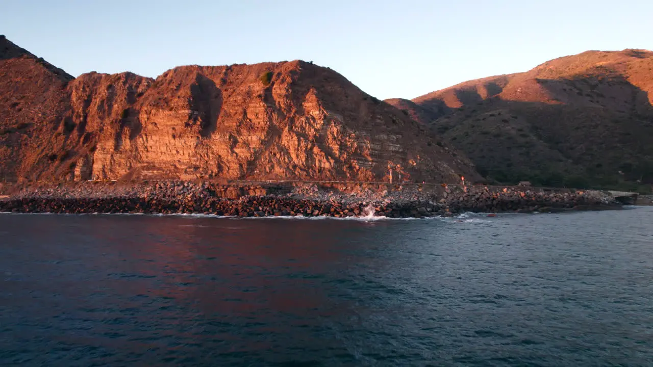 Cliffs off the Pacific Coast Highway Drone Shot California Sunset