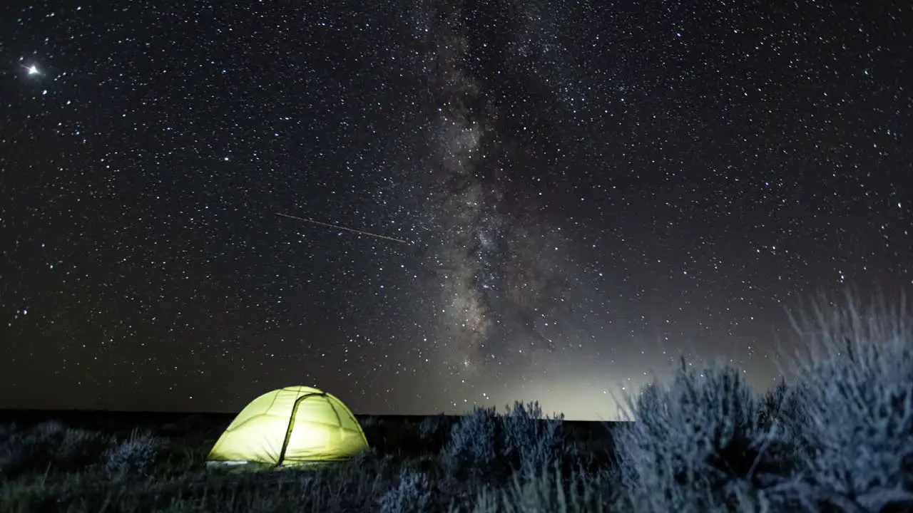 A generic astrolapse photography timelapse of tent camping while viewing the Milky Way from the Black Canyon of the Gunnison in Colorado