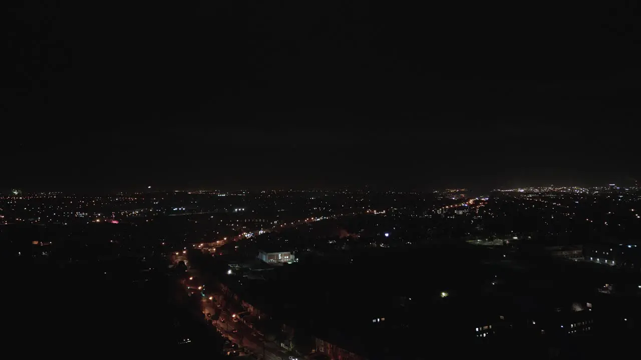 High up aerial view of fireworks going off across Ireland's community