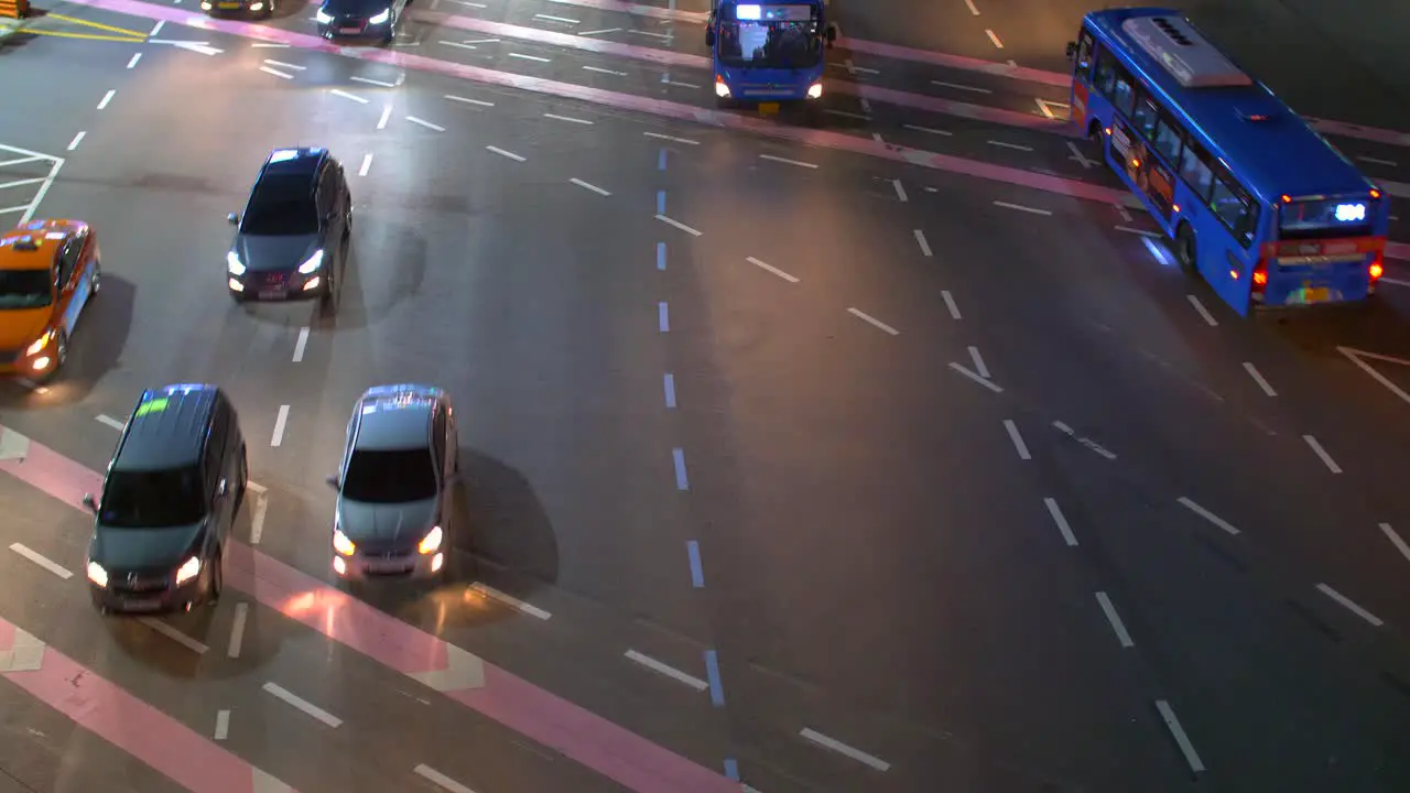 Aerial View of Traffic in Seoul at Night