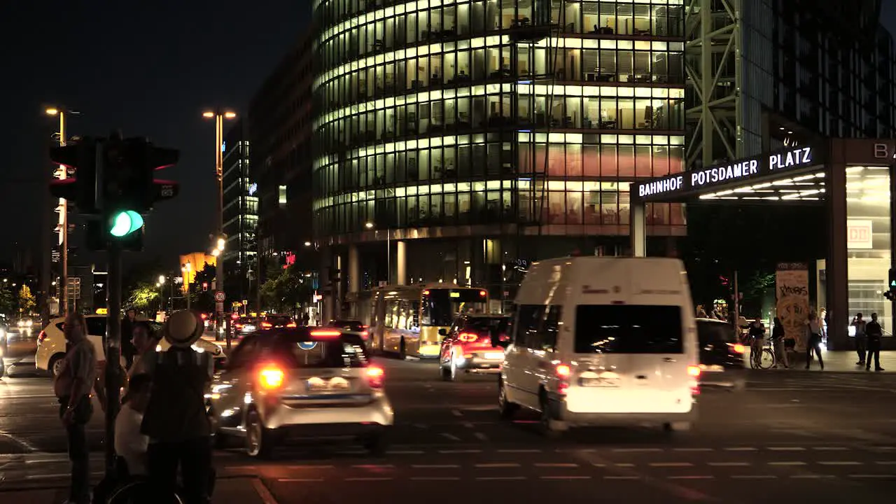 Busy Potsdamer Platz at Night