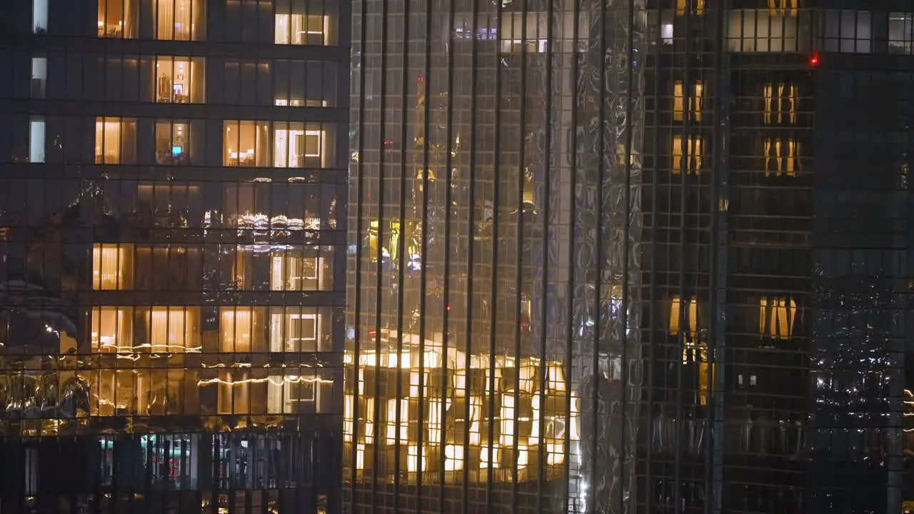 Wide Shot of Lit Up Buildings at Night in Jakarta 01