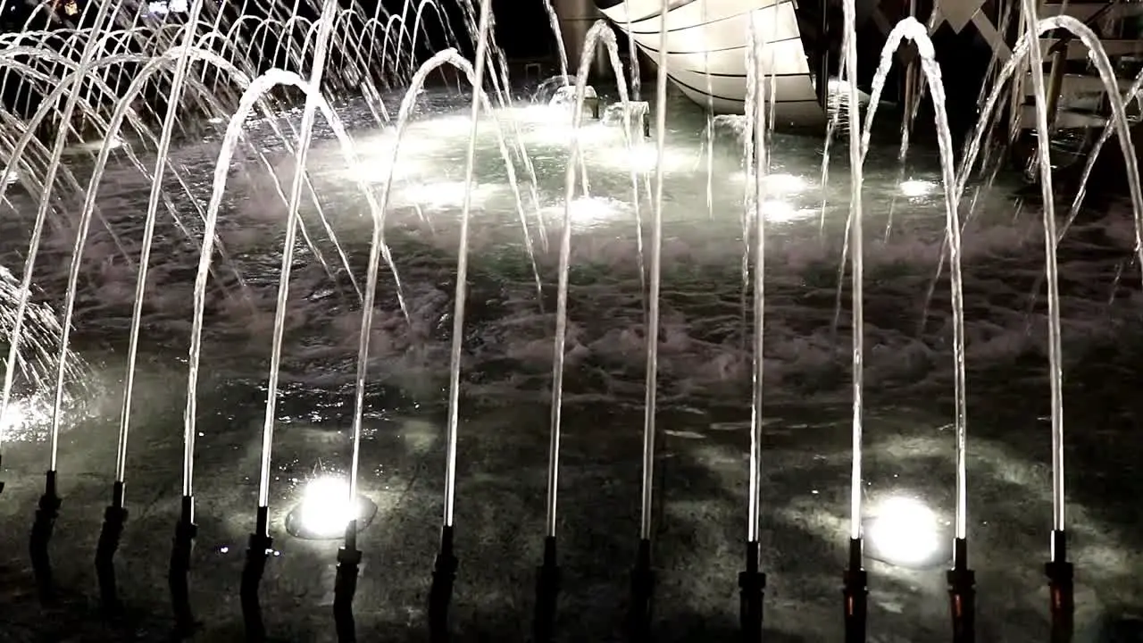 Beautiful water fountain at night