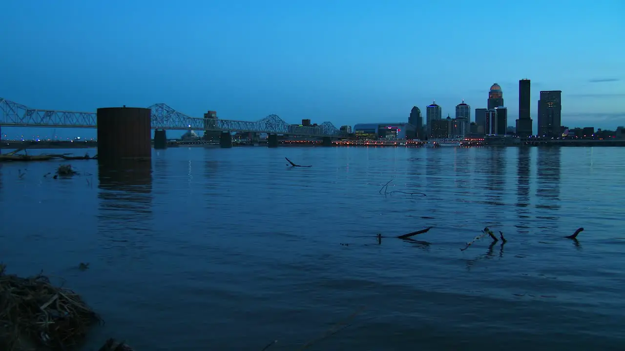 Beautiful shot of Louisville Kentucky across the Ohio River at night