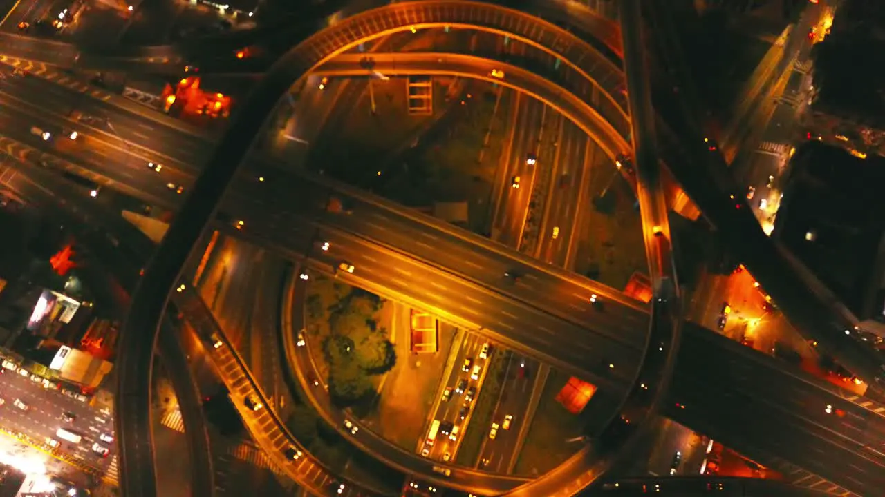 drone footage from a Highway crossing in Buenos Aires at night