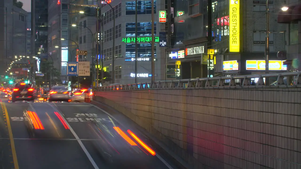 Traffic in Seoul at Night Time Lapse