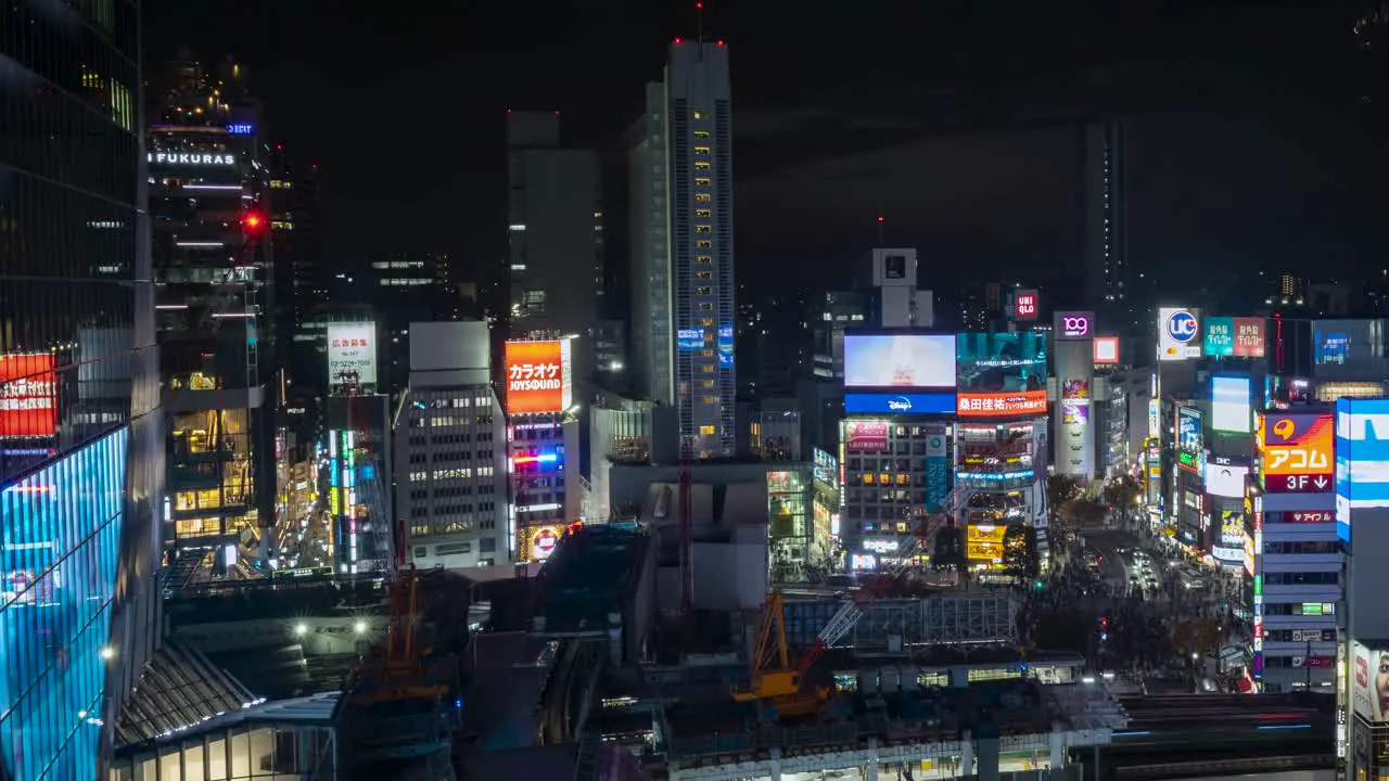 Wide angle time lapse of the iconic Shibuya Tokyo at night