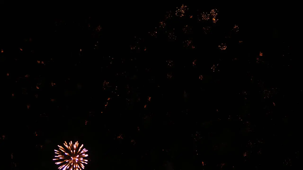 Incredible fireworks festival with explosions of different colors over a clear sky