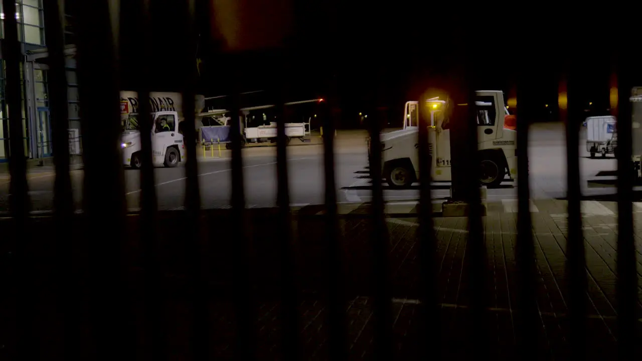 Technical maintenance works on the airport ramp during the night