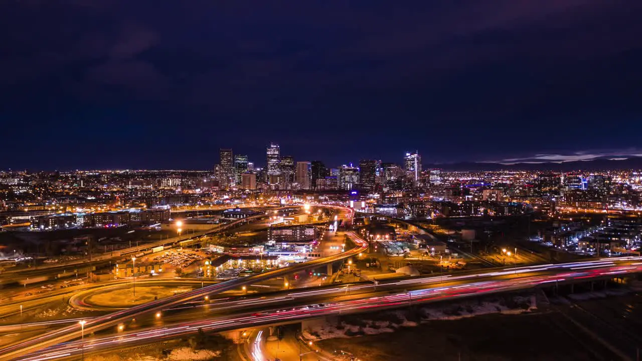 Aerial Night TIme Lapse of Denver Colorado