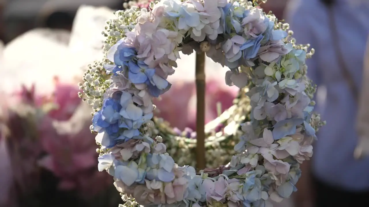 close up of a circular flower bouquet at Kunming Dounan Flower Market Yunnan China