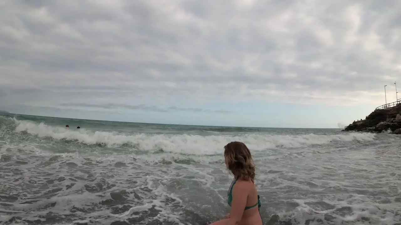 Spain Malaga Nerja beach on a summer cloudy day using a drone and a stabilised action cam-39