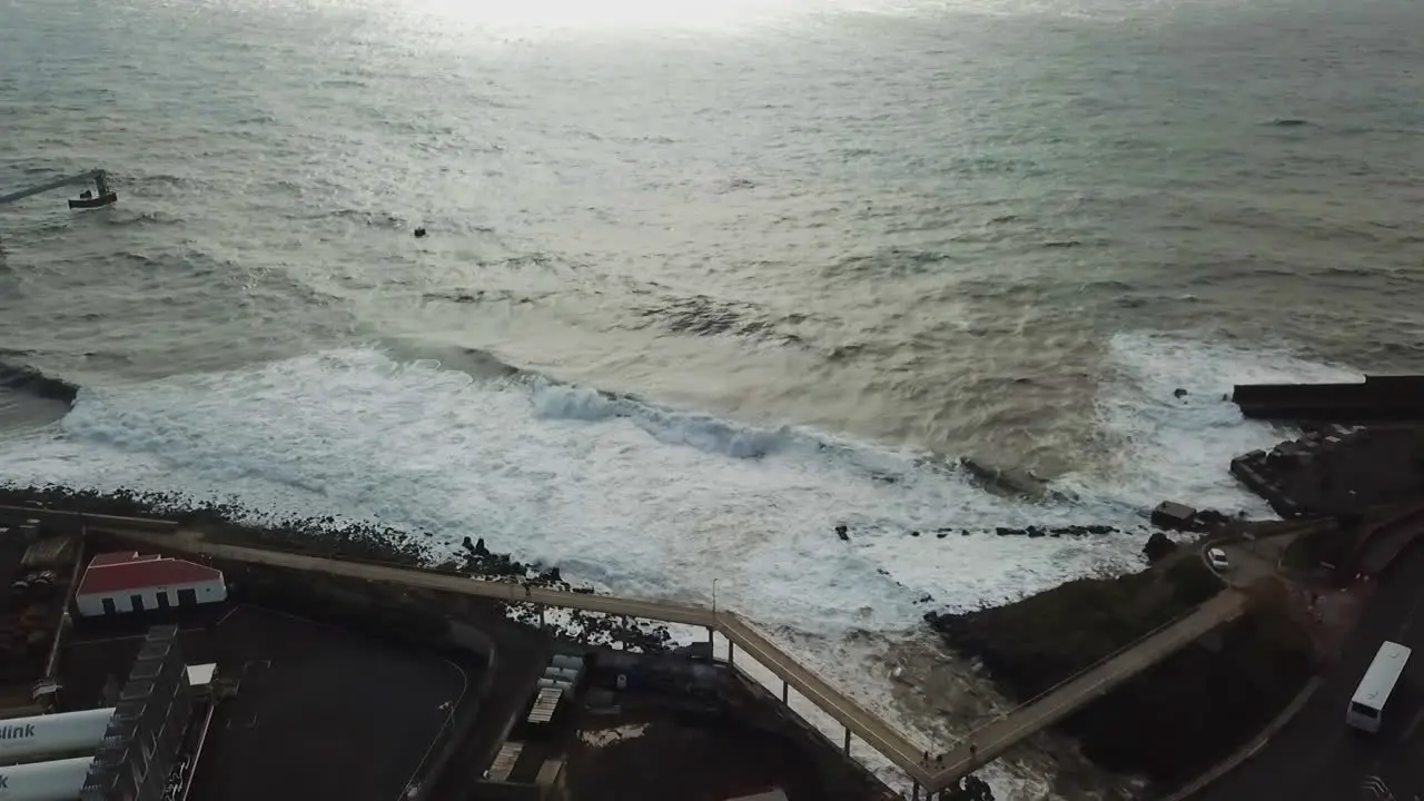 Drone shot of the ocean of Madeira