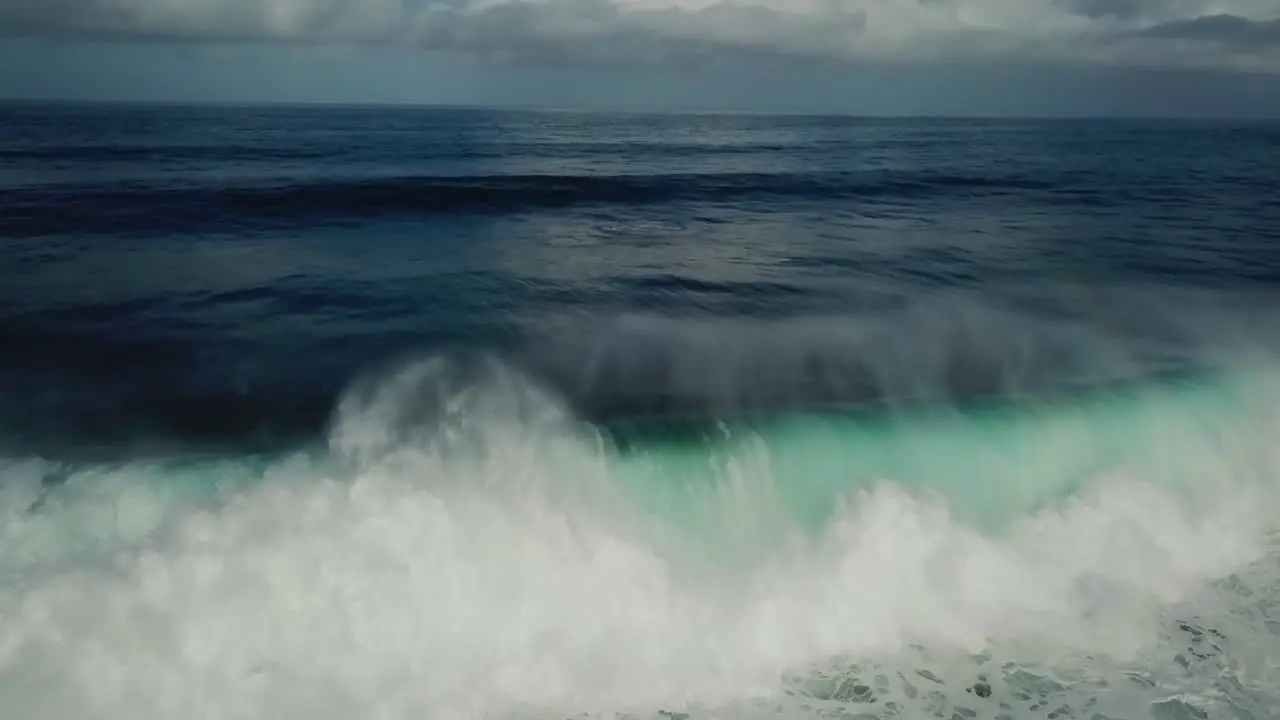 Drone shot of the waves on the Ocean in Madeira