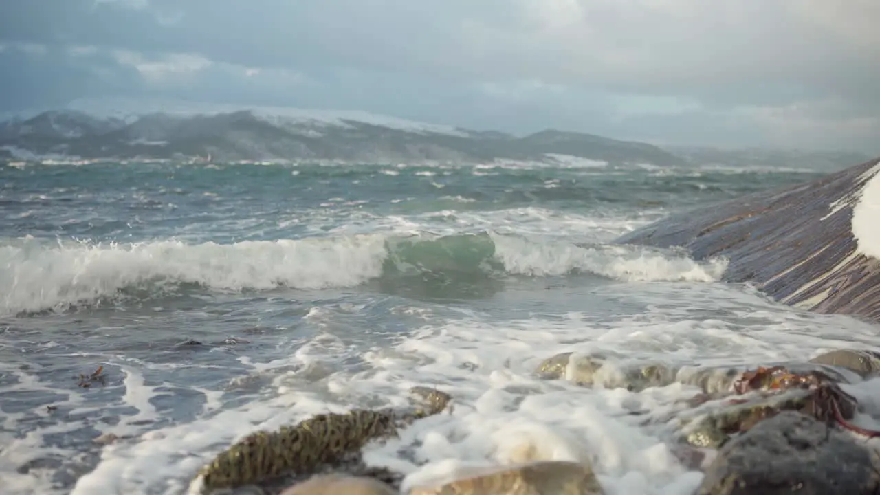 Waves Splashing On The Rocks In Norway