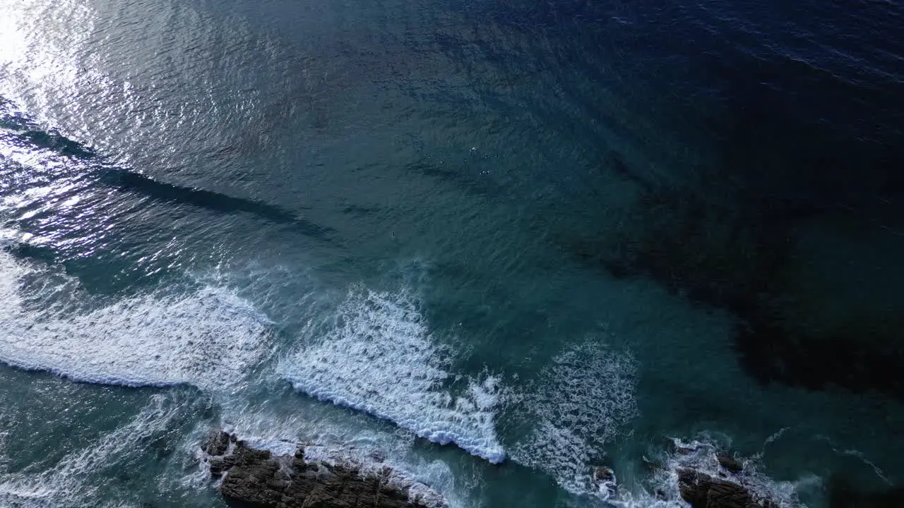 Overhead View Of Ocean Waves During Sunset At Playa de Caion In Galicia Spain