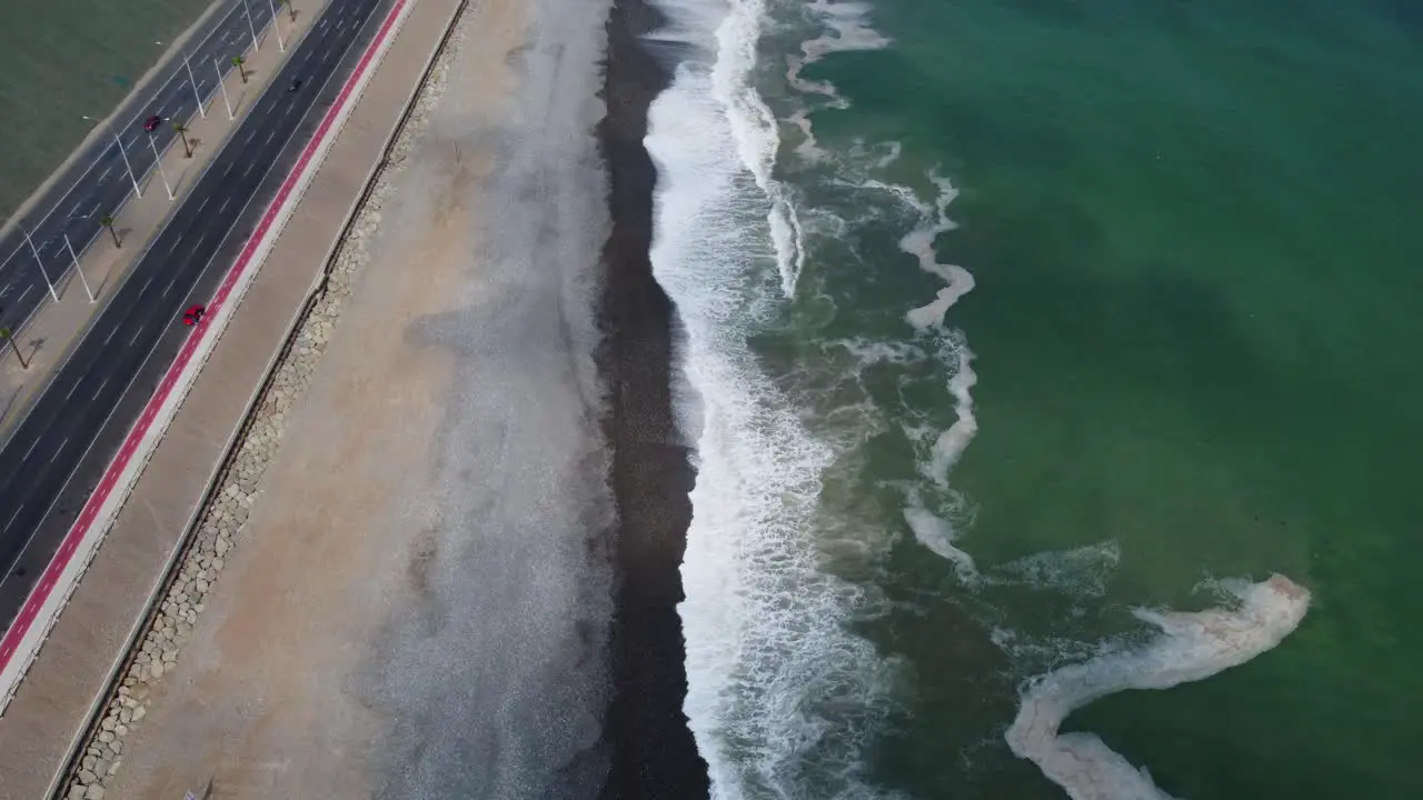 Drone 4k footage of a rocky beach in Lima Peru