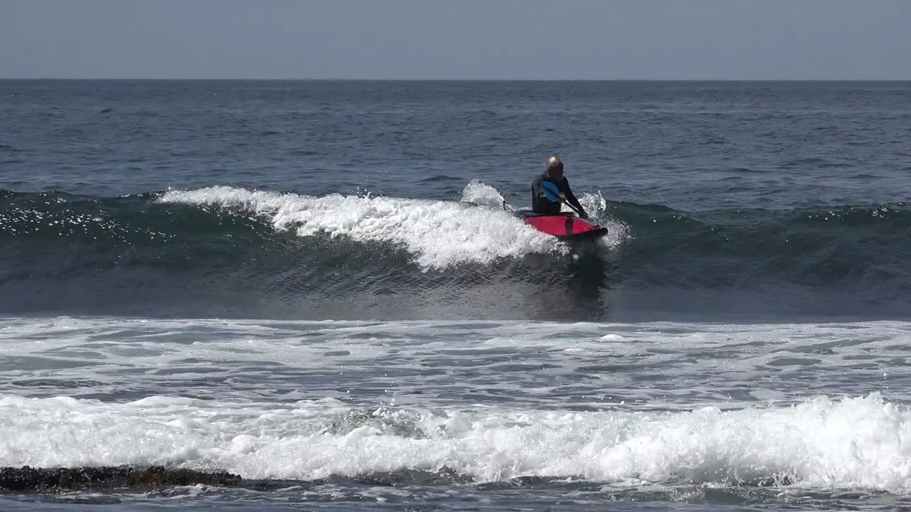 California Santa Cruz Kayaker Rides Waves Pan