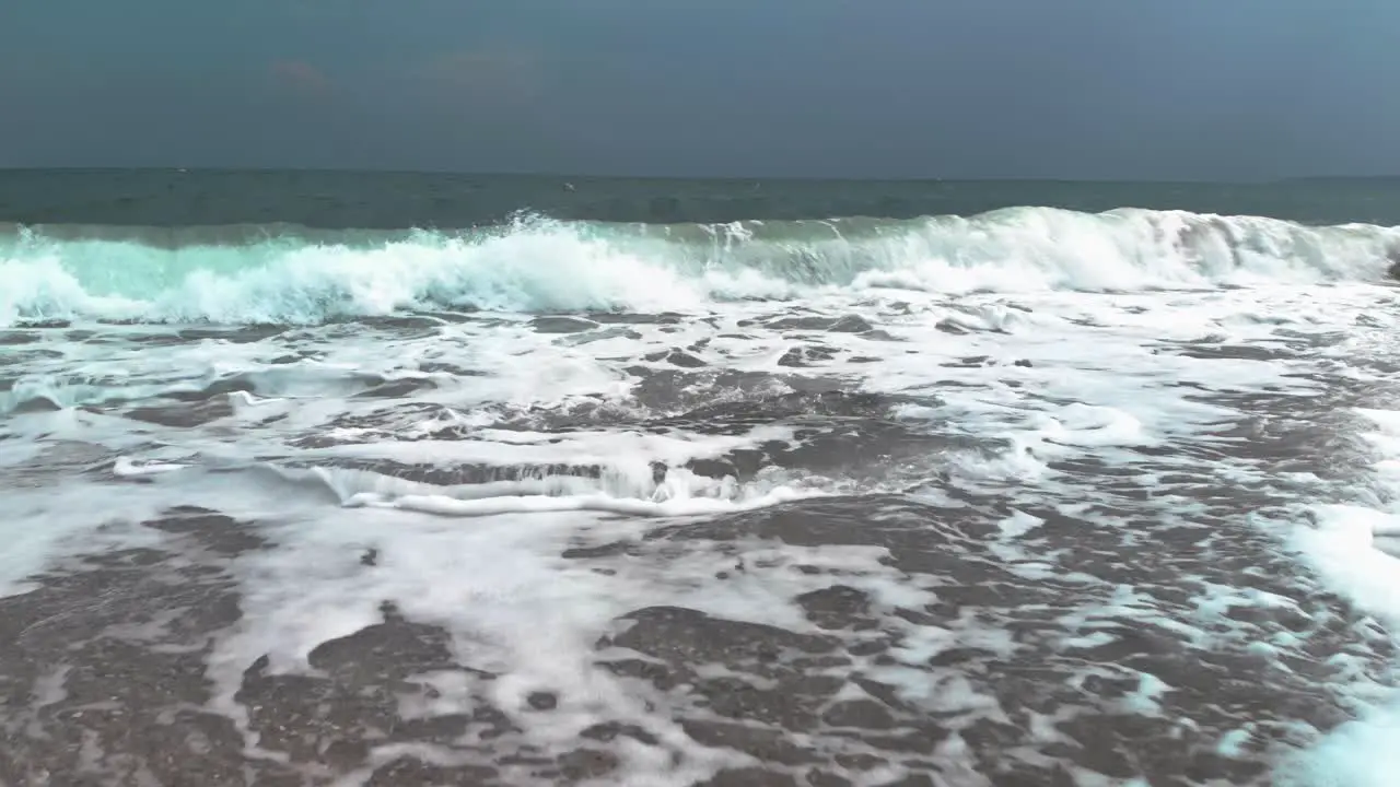 Filming close to the water in cloudy day on the Black sea beach in Sozopol  Bulgaria