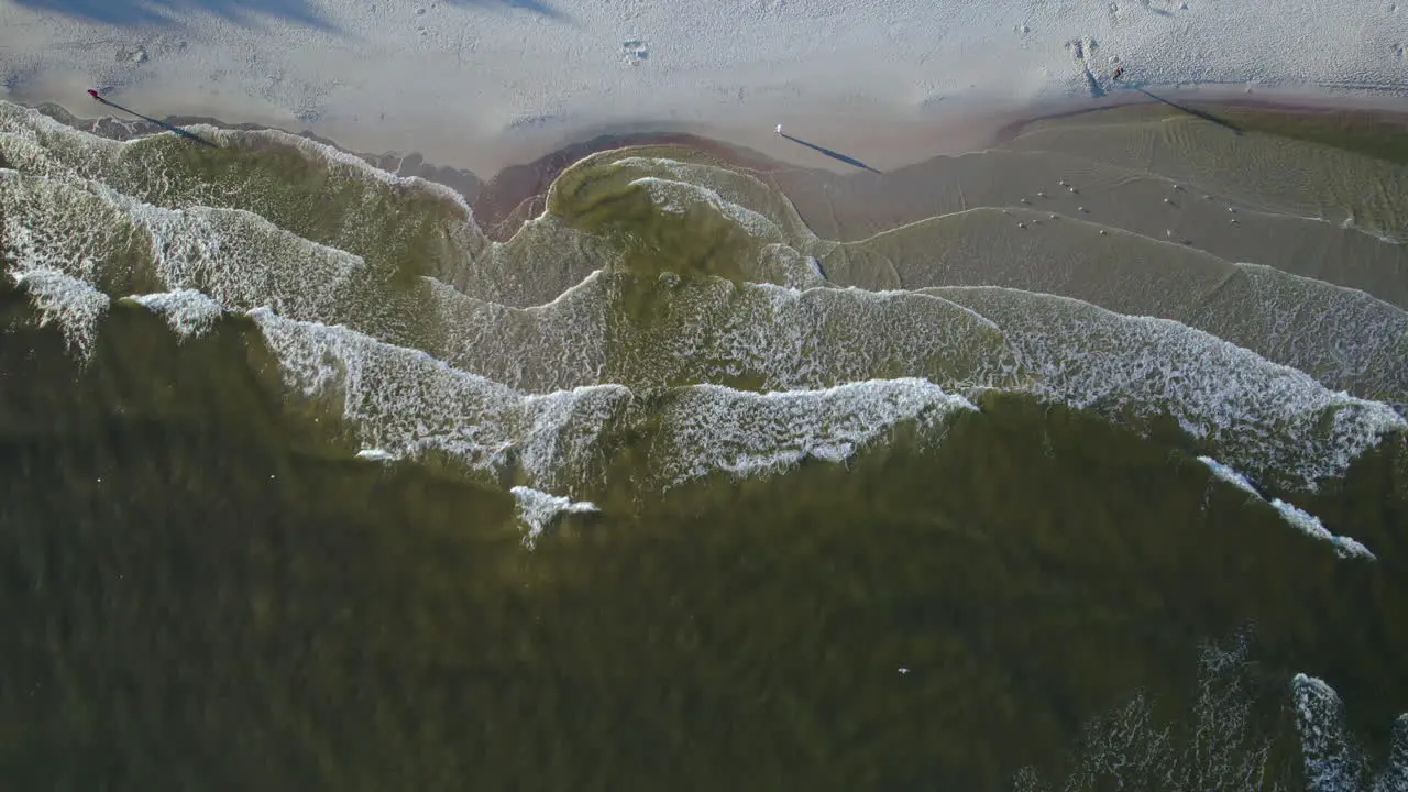 Aerial Birds Eye View Over Waves Gently Breaking