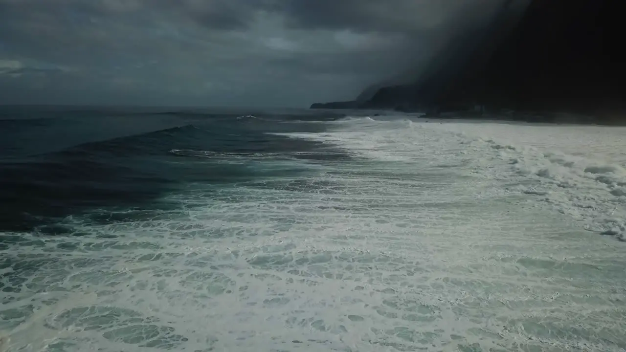 Drone shot of the waves in the ocean