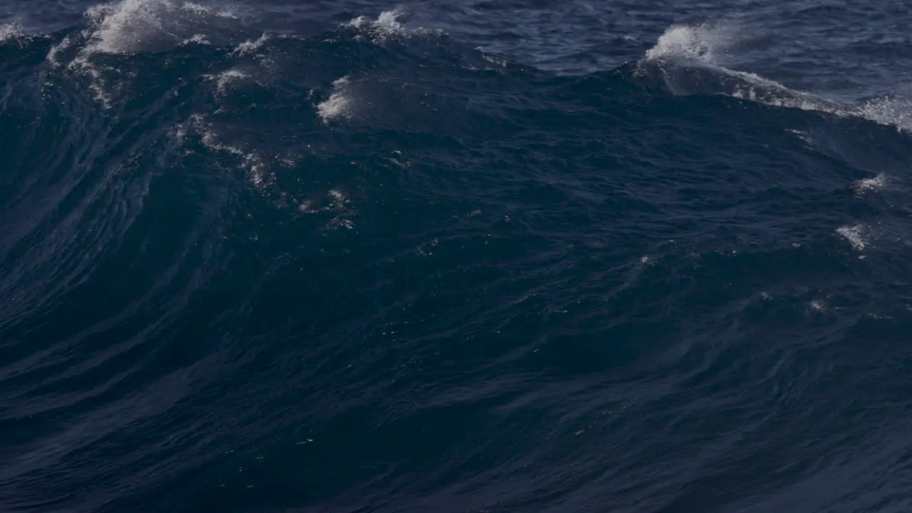 Ocean swell forms into a heaving wave just behind some rocks