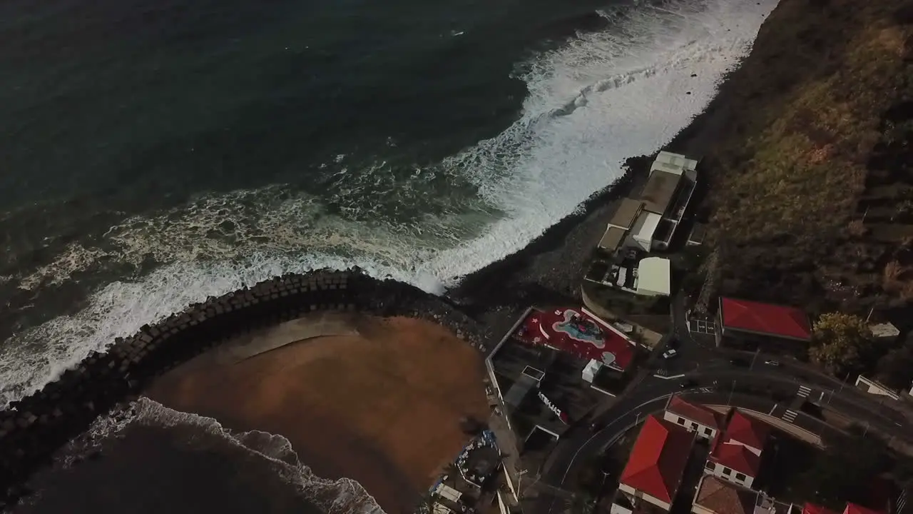 Drone shot of the beach of Madeira