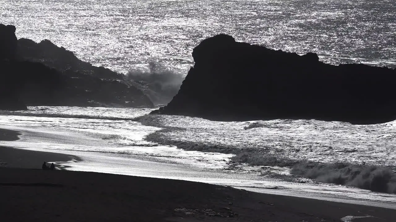 California Rock With Waves Zoom Out