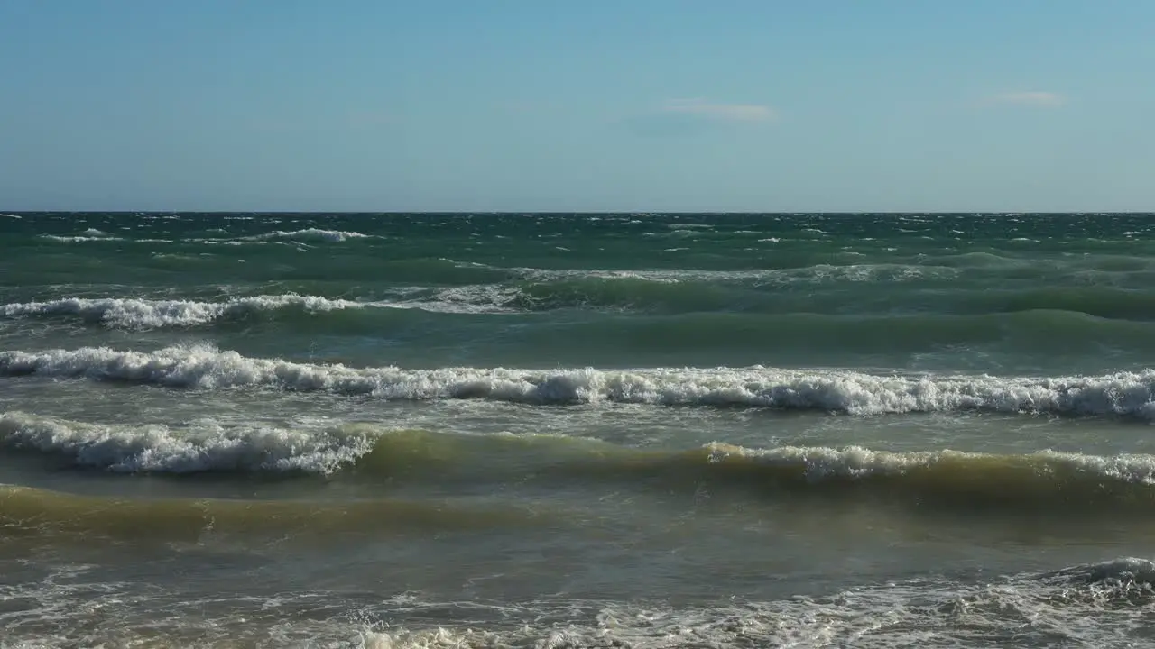 Waves at the shore in slow motion