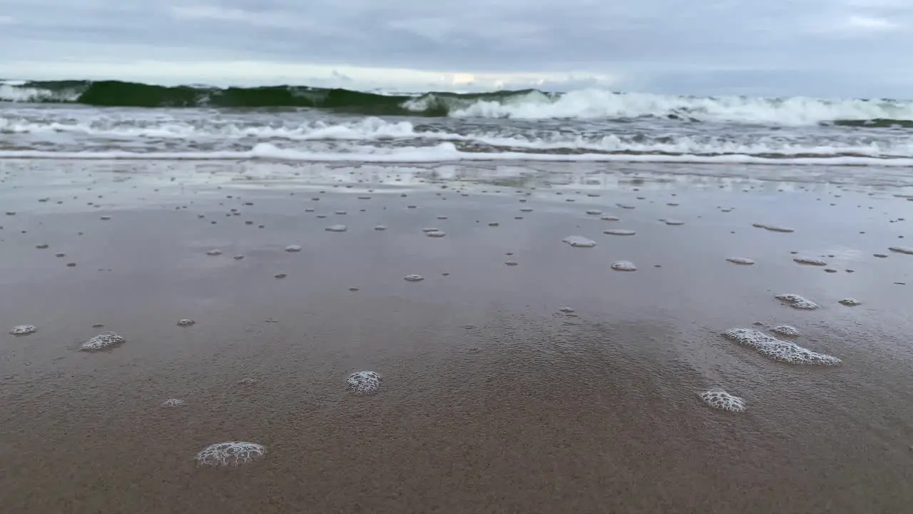 Foamy Seashore At The Beach close up