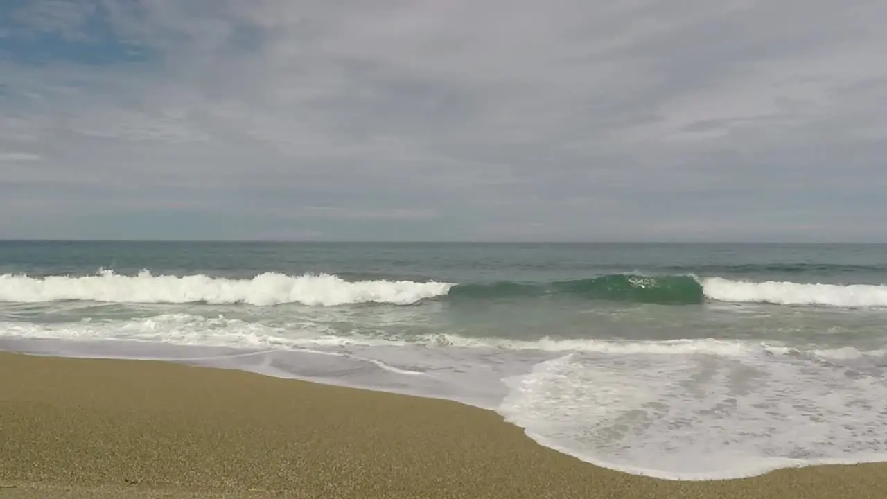 Waves arriving at the beach in slow motion