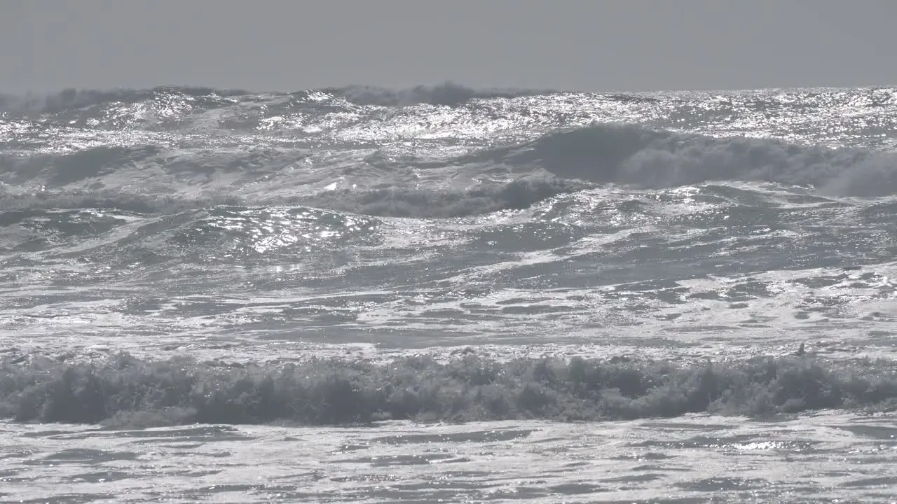 High surf and wind at a Northern California beach in Monterey County