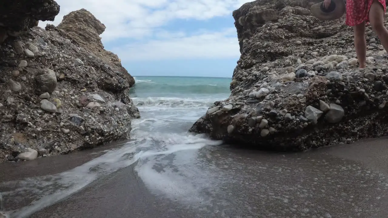 Spain Malaga Nerja beach on a summer cloudy day using a drone and a stabilised action cam-4