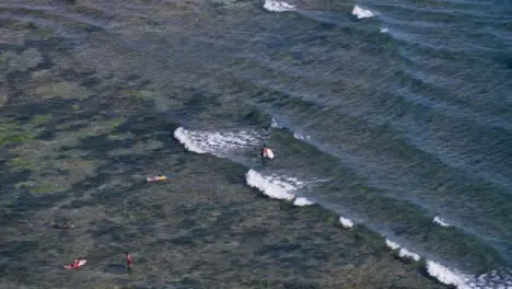 High Angle Wide Shot of People In Ocean at Echo Beach